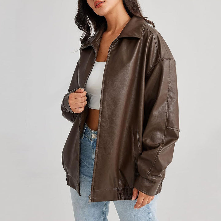 Gwendolyn | Bomber Jacket with Collared Neck and Zipper Closure
