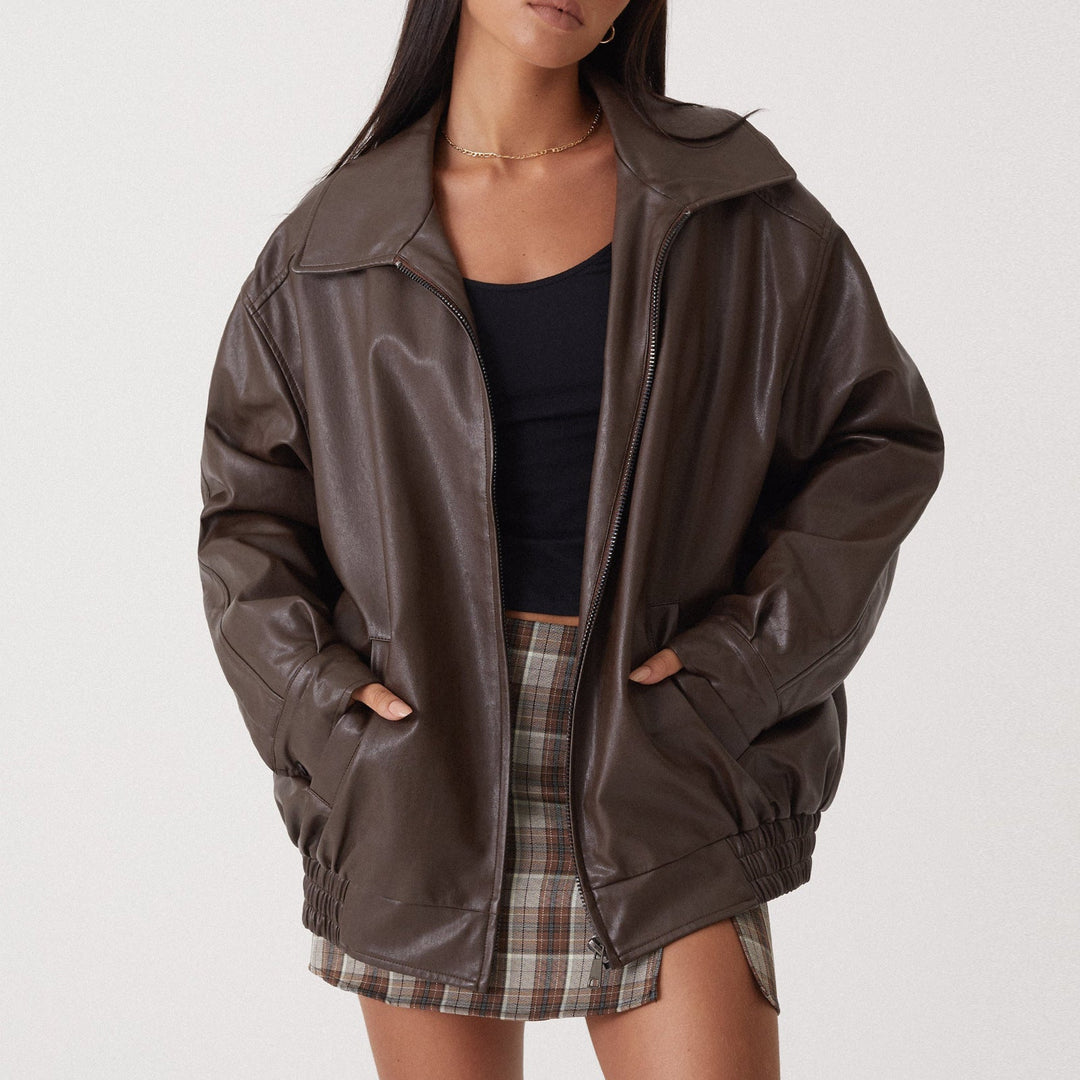 Gwendolyn | Bomber Jacket with Collared Neck and Zipper Closure