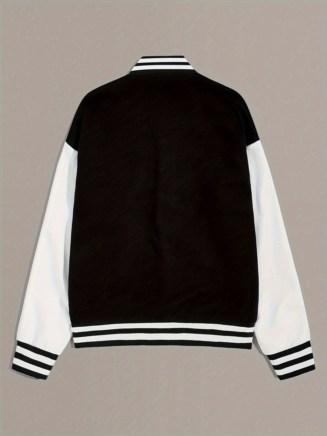 Hazel | Bomber Jacket with Contrast Sleeves and Striped Ribbed Cuffs