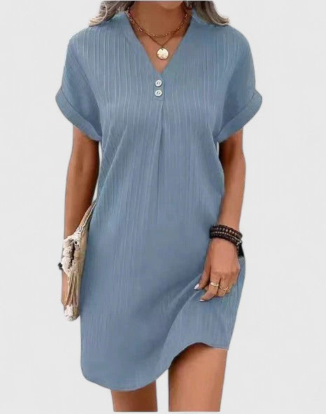 Helen | Casual Mini Dress with V Neck and Short Sleeves