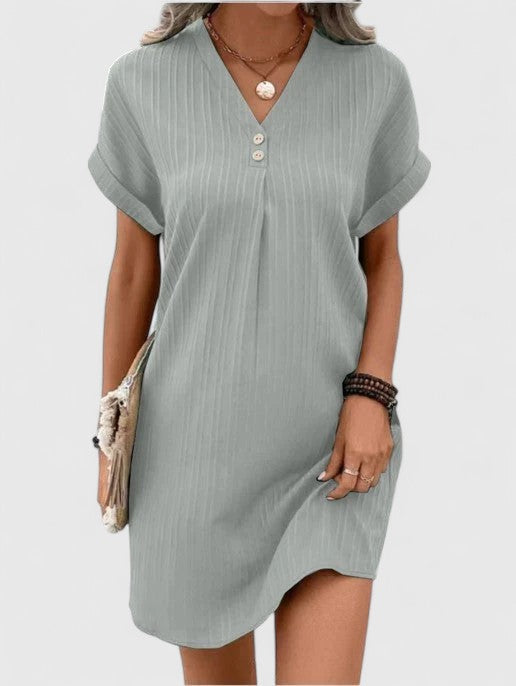 Helen | Casual Mini Dress with V Neck and Short Sleeves