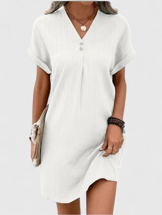 Helen | Casual Mini Dress with V Neck and Short Sleeves