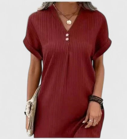 Helen | Casual Mini Dress with V Neck and Short Sleeves