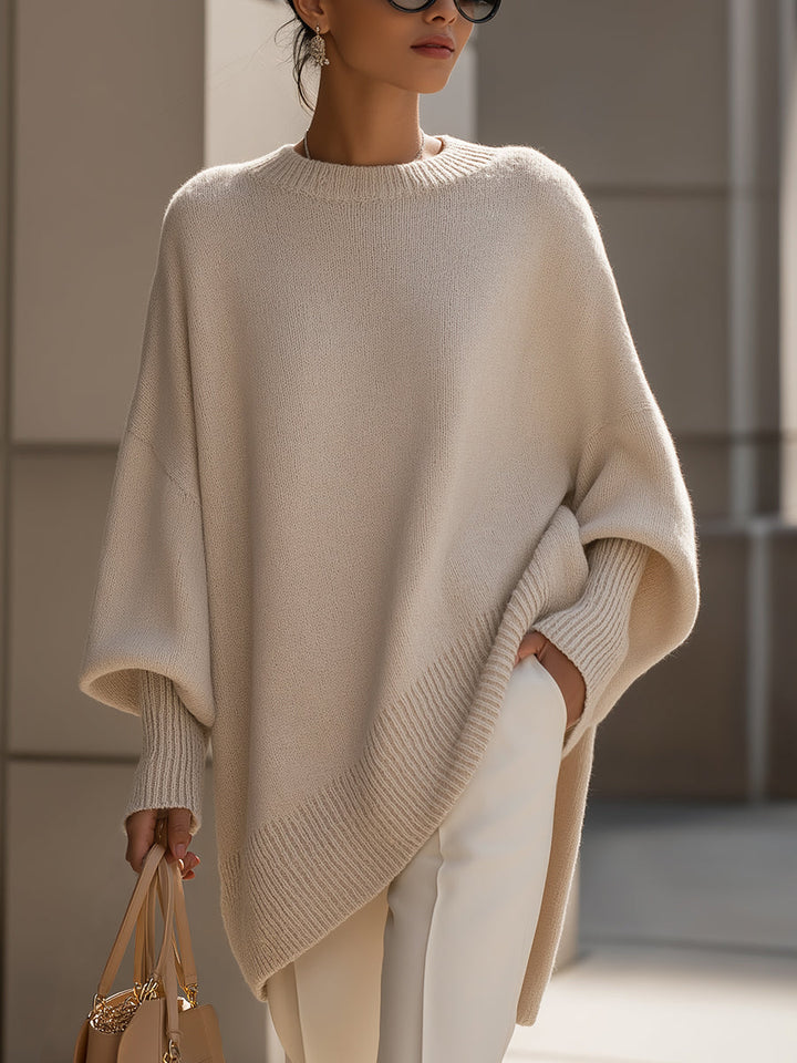 Helen | Oversized Poncho Sweater with Dropped Shoulders and Ribbed Hem