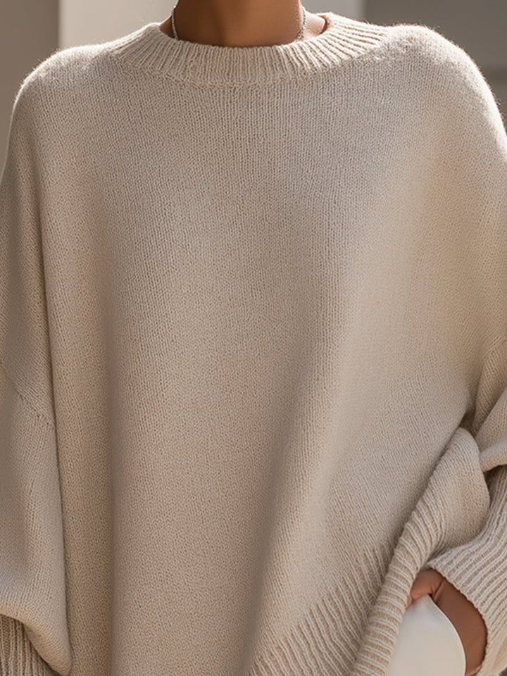 Helen | Oversized Poncho Sweater with Dropped Shoulders and Ribbed Hem