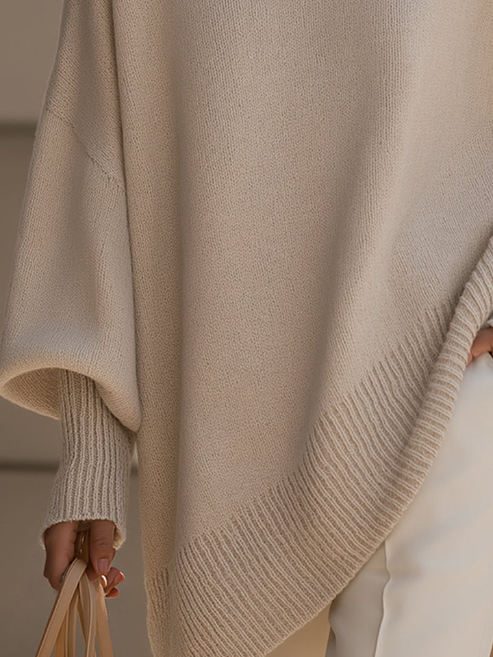 Helen | Oversized Poncho Sweater with Dropped Shoulders and Ribbed Hem