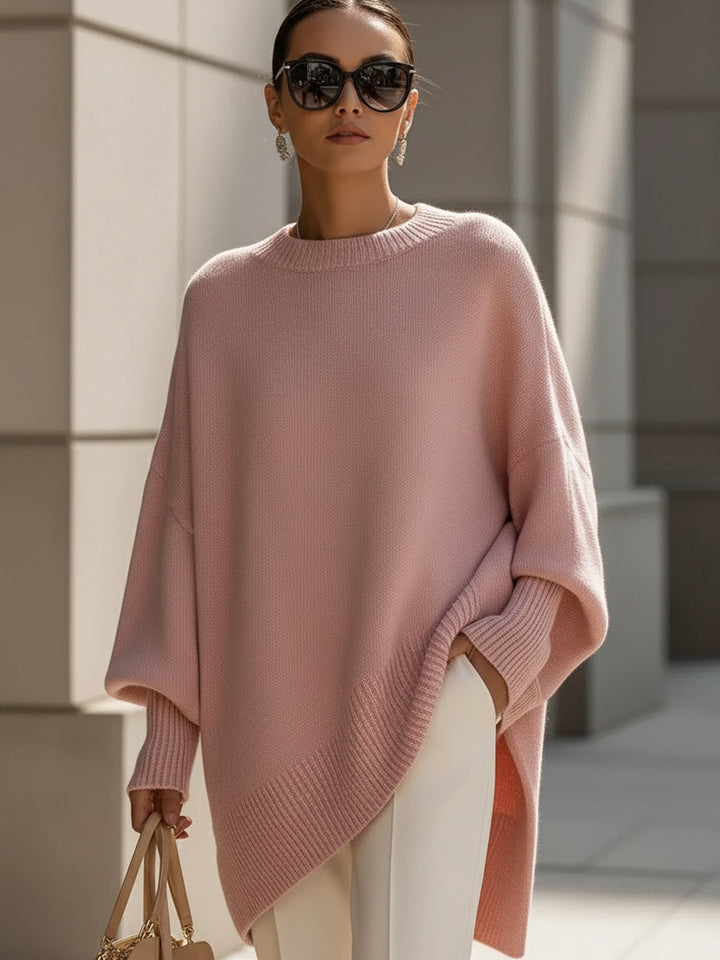 Helen | Oversized Poncho Sweater with Dropped Shoulders and Ribbed Hem