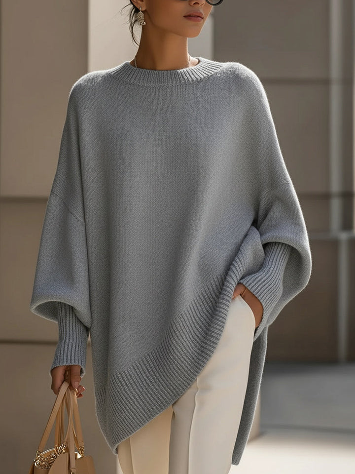 Helen | Oversized Poncho Sweater with Dropped Shoulders and Ribbed Hem
