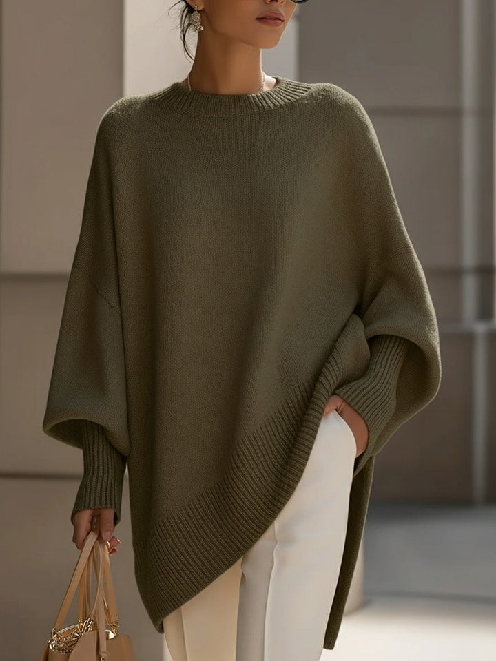 Helen | Oversized Poncho Sweater with Dropped Shoulders and Ribbed Hem