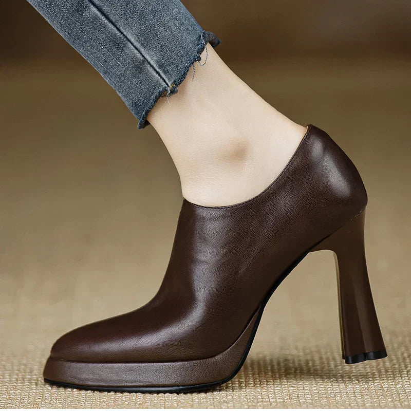 Helen | Platform Heels with Block Heel and Side Zipper