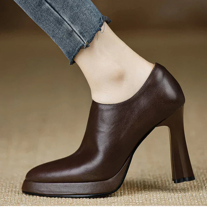 Helen | Platform Heels with Block Heel and Side Zipper