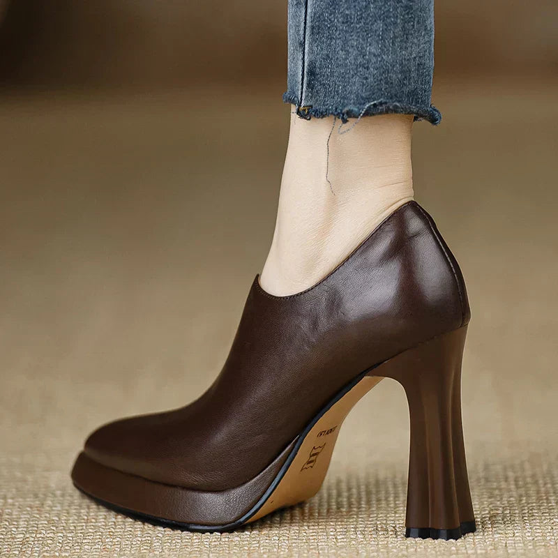Helen | Platform Heels with Block Heel and Side Zipper
