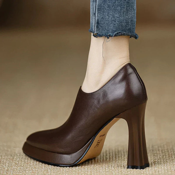 Helen | Platform Heels with Block Heel and Side Zipper