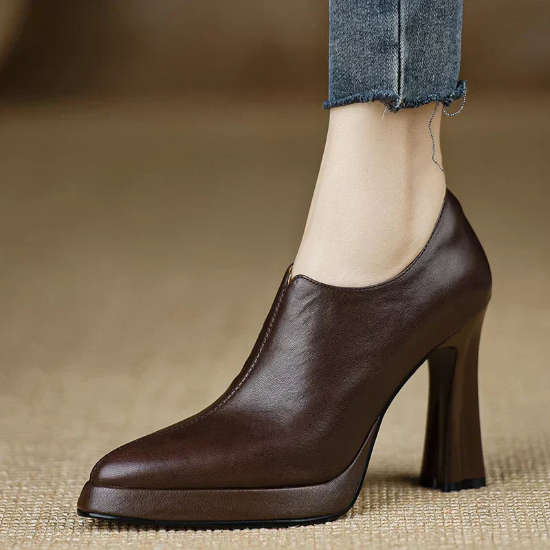 Helen | Platform Heels with Block Heel and Side Zipper