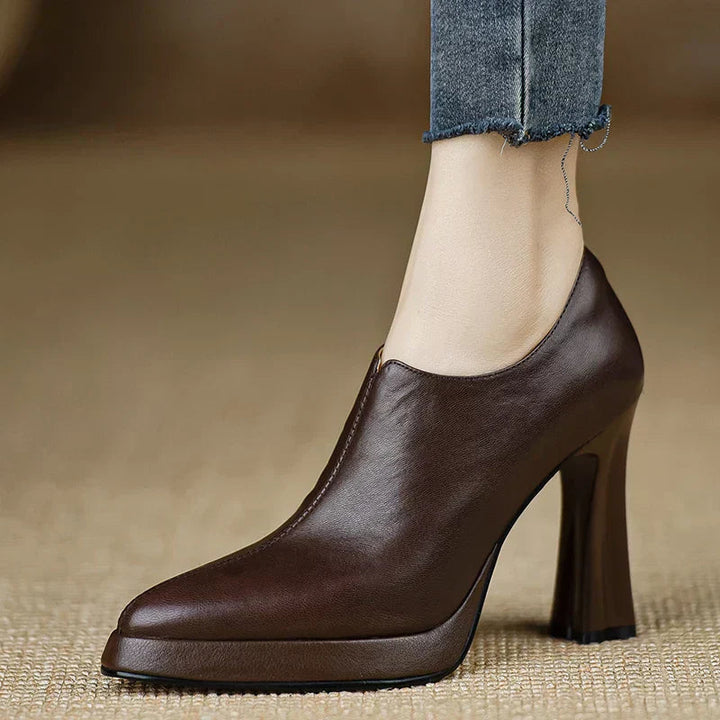 Helen | Platform Heels with Block Heel and Side Zipper