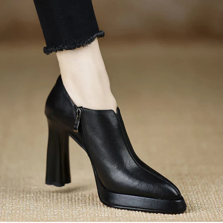 Helen | Platform Heels with Block Heel and Side Zipper
