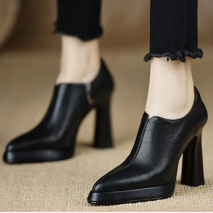Helen | Platform Heels with Block Heel and Side Zipper