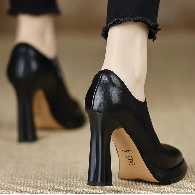 Helen | Platform Heels with Block Heel and Side Zipper