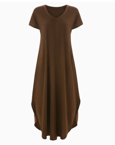 Shirley | Summer Maxi Dress with V Neck and Short Sleeves
