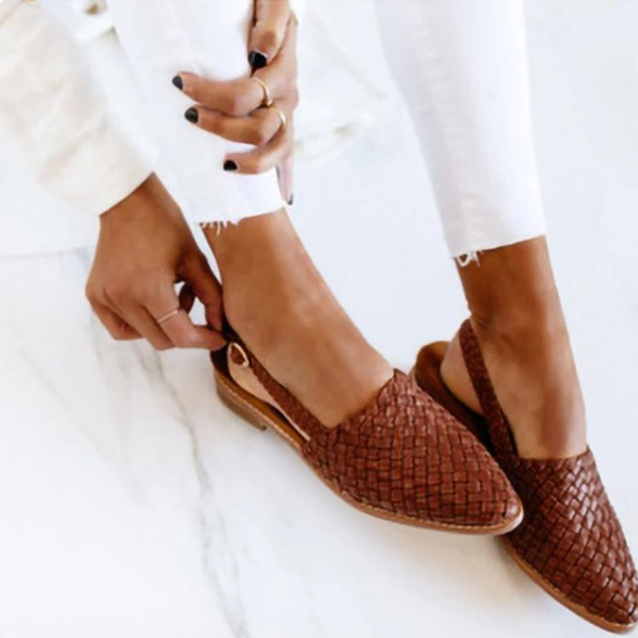 Janice | Woven Flats with Slingback Strap and Pointed Toe