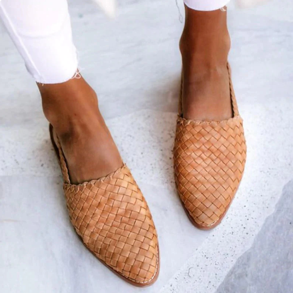 Janice | Woven Flats with Slingback Strap and Pointed Toe