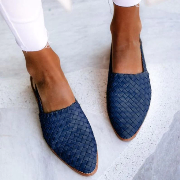 Janice | Woven Flats with Slingback Strap and Pointed Toe