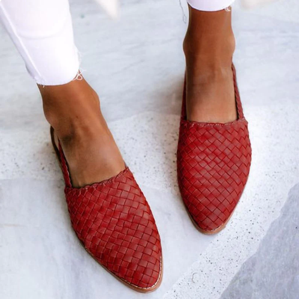 Janice | Woven Flats with Slingback Strap and Pointed Toe