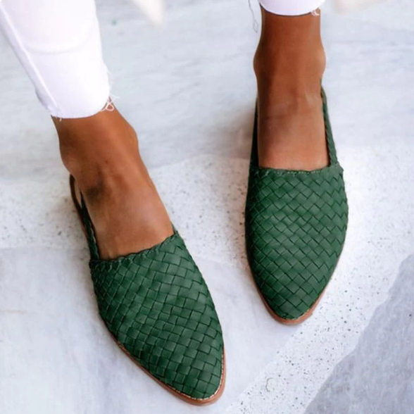 Janice | Woven Flats with Slingback Strap and Pointed Toe