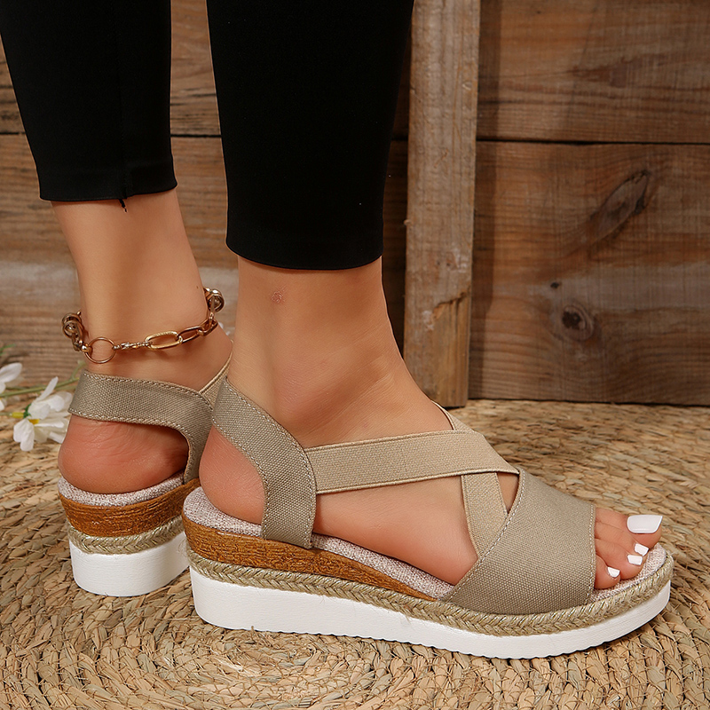 Jill | Platform Sandals with Crisscross Straps and Wedge Sole
