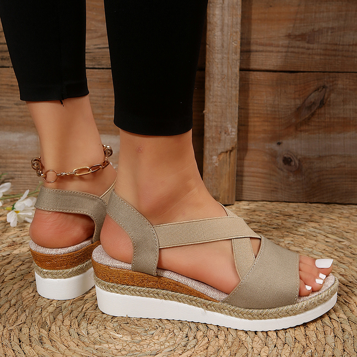 Jill | Platform Sandals with Crisscross Straps and Wedge Sole