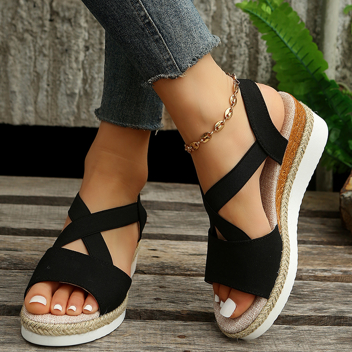 Jill | Platform Sandals with Crisscross Straps and Wedge Sole