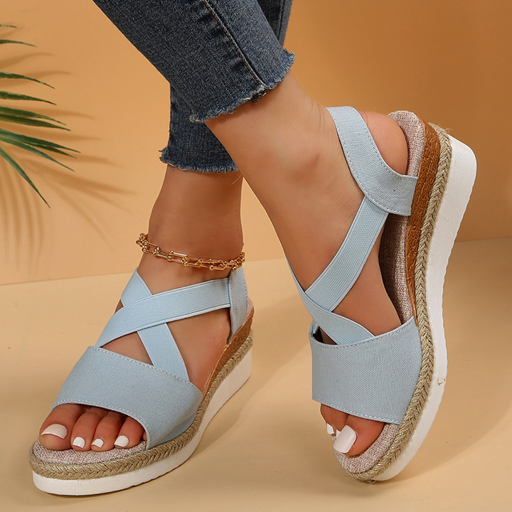 Jill | Platform Sandals with Crisscross Straps and Wedge Sole