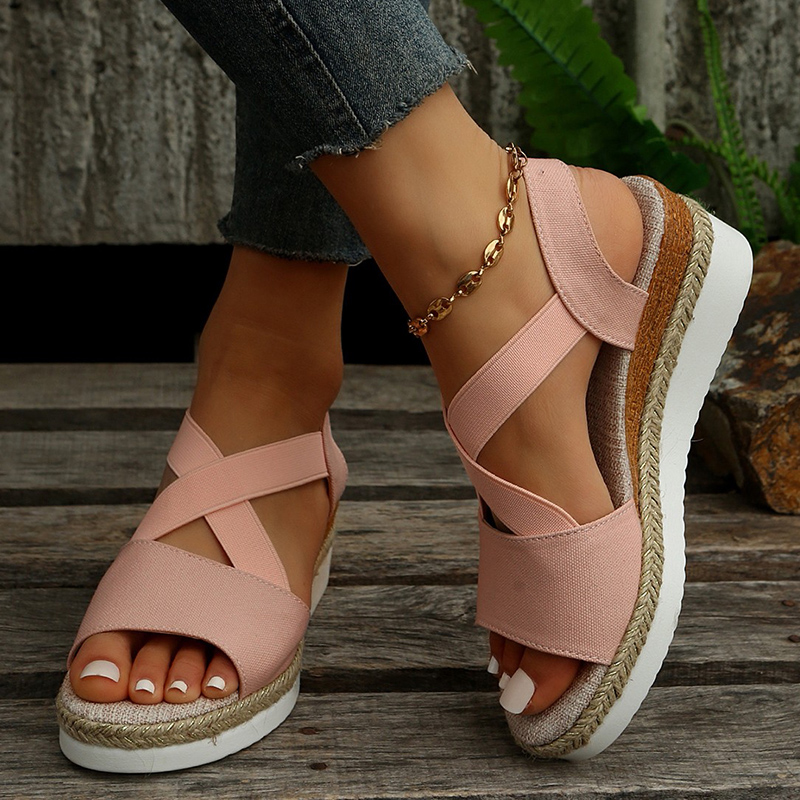 Jill | Platform Sandals with Crisscross Straps and Wedge Sole
