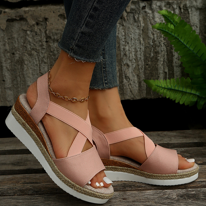 Jill | Platform Sandals with Crisscross Straps and Wedge Sole