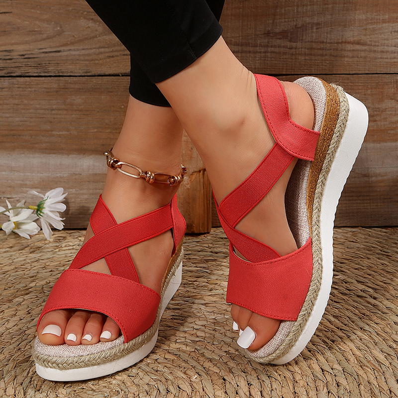 Jill | Platform Sandals with Crisscross Straps and Wedge Sole