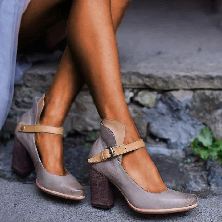 Joan | Mary Jane Heels with Ankle Strap and Block Heel