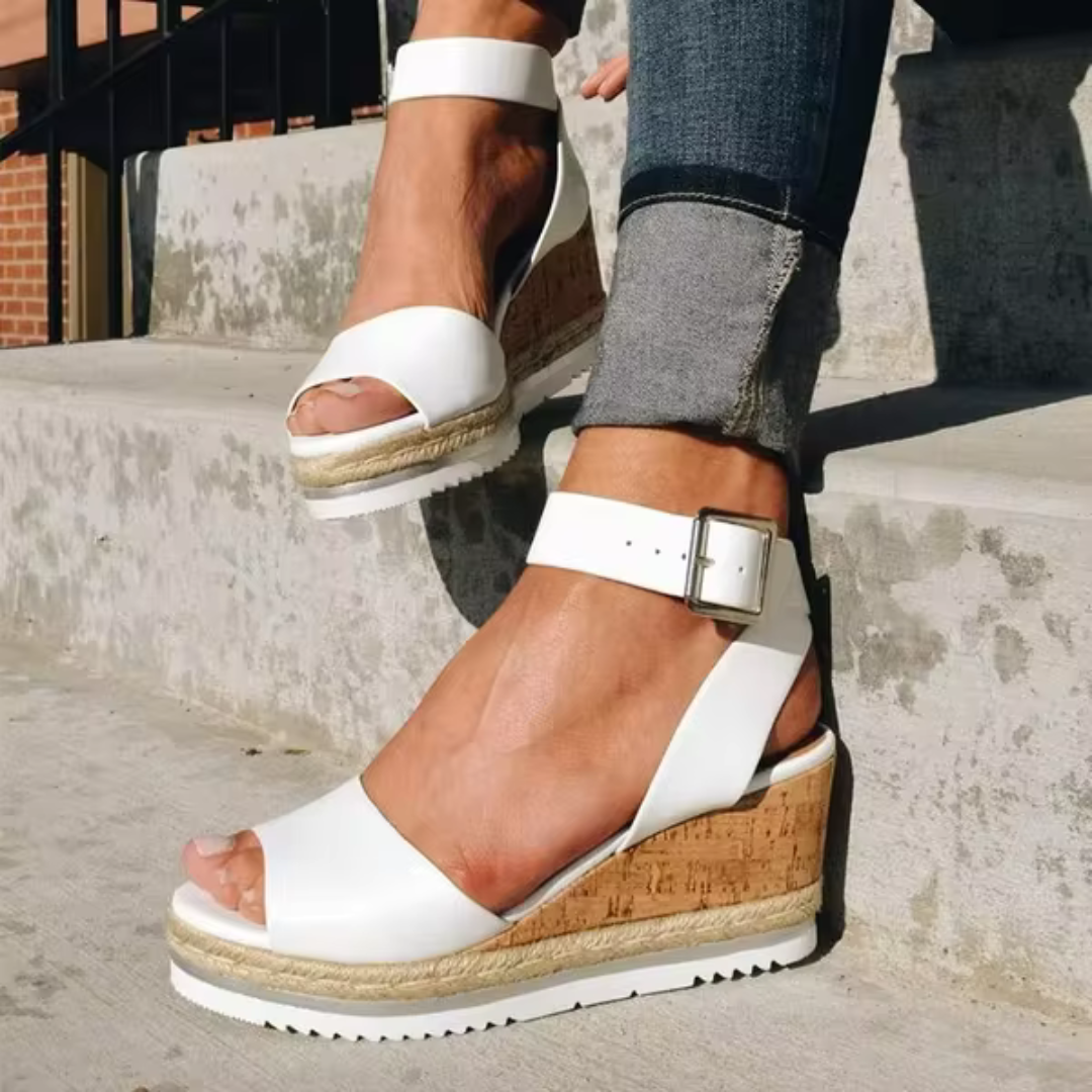 Josephine | Wedge Sandals with Ankle Strap and Open Toe
