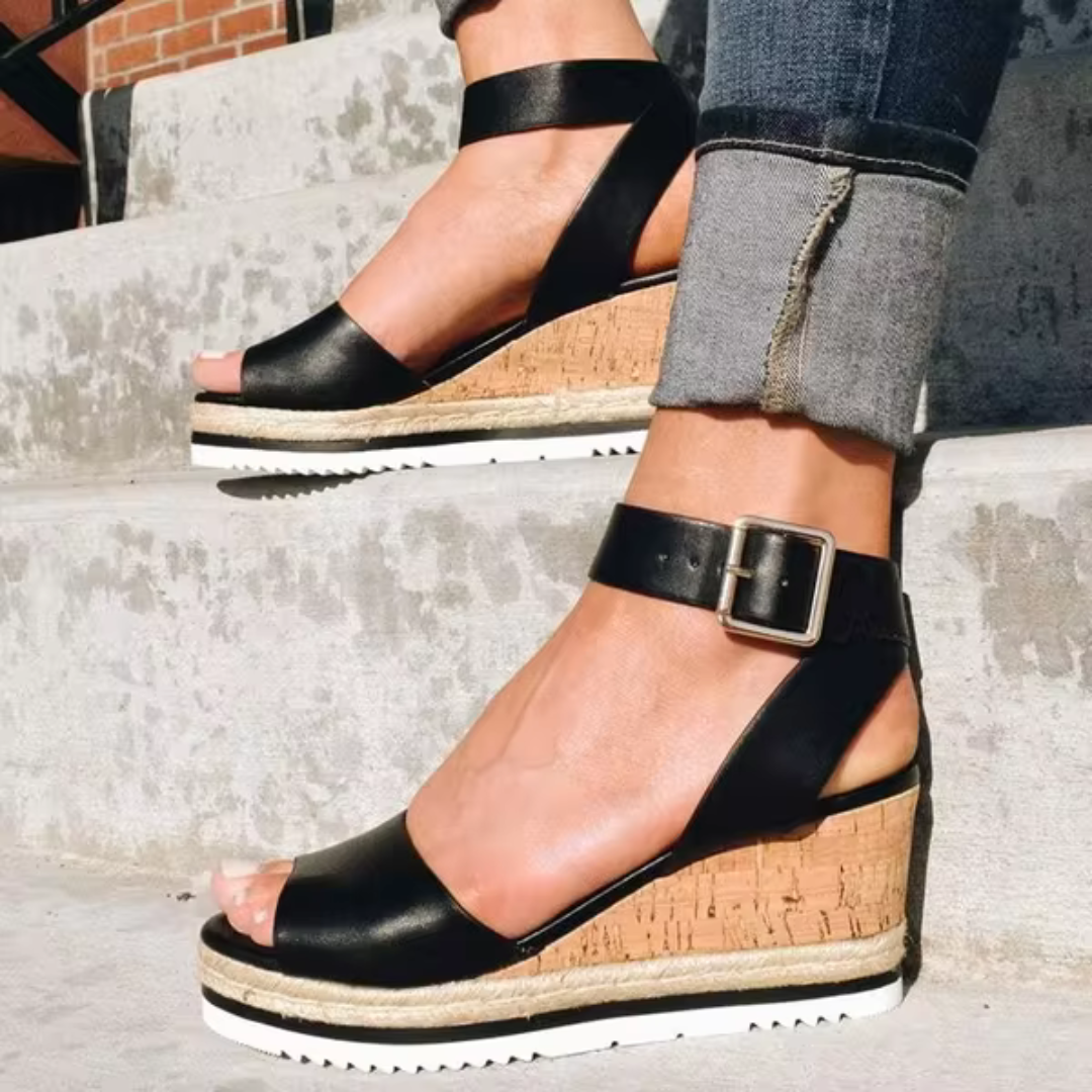 Josephine | Wedge Sandals with Ankle Strap and Open Toe