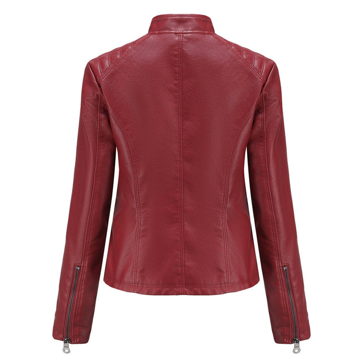 Katherine | Faux Leather Biker Jacket with Zip Closure and Quilted Panels