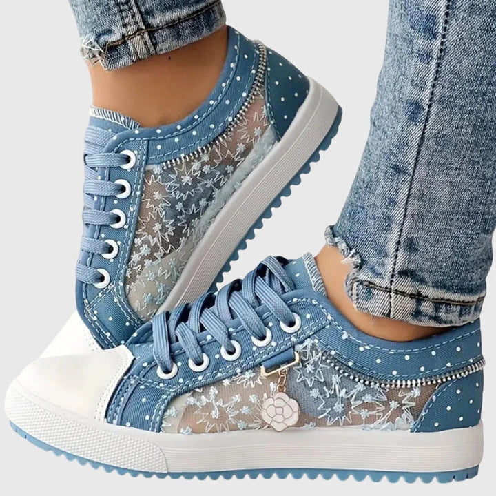 Kathy | Sneakers with Lace and Polka Dot Detail