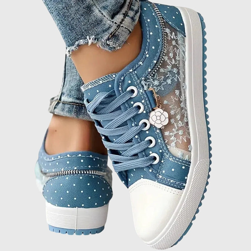 Kathy | Sneakers with Lace and Polka Dot Detail