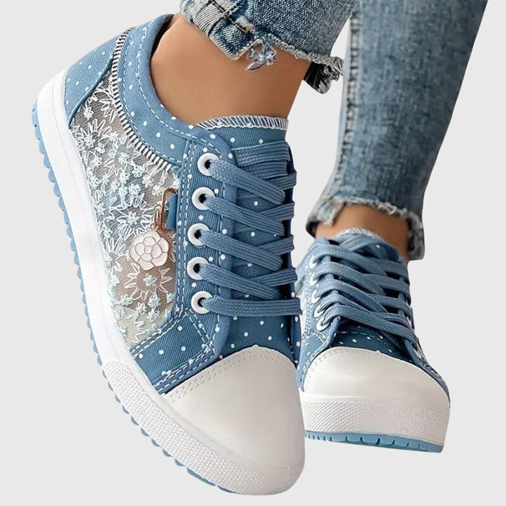Kathy | Sneakers with Lace and Polka Dot Detail
