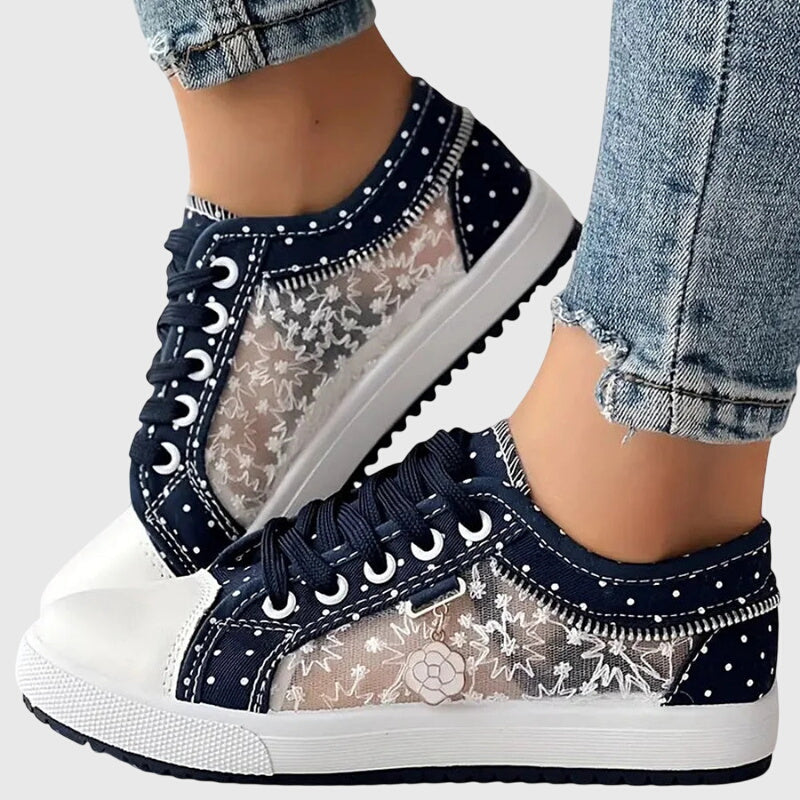 Kathy | Sneakers with Lace and Polka Dot Detail