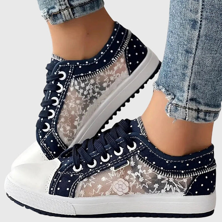Kathy | Sneakers with Lace and Polka Dot Detail