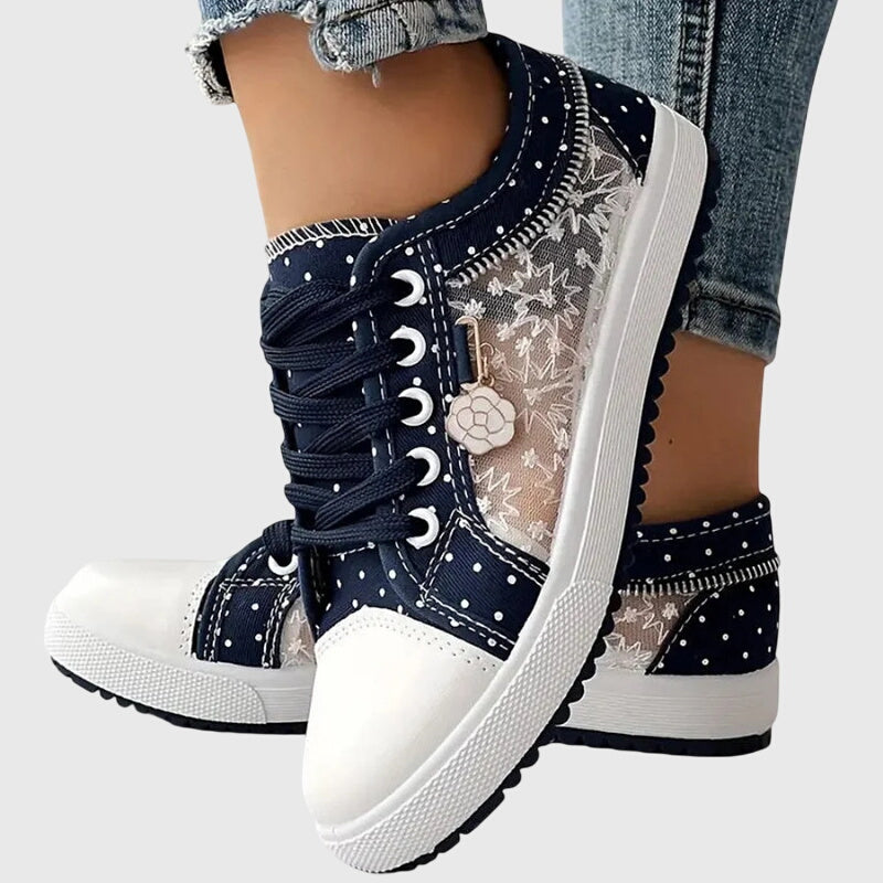 Kathy | Sneakers with Lace and Polka Dot Detail