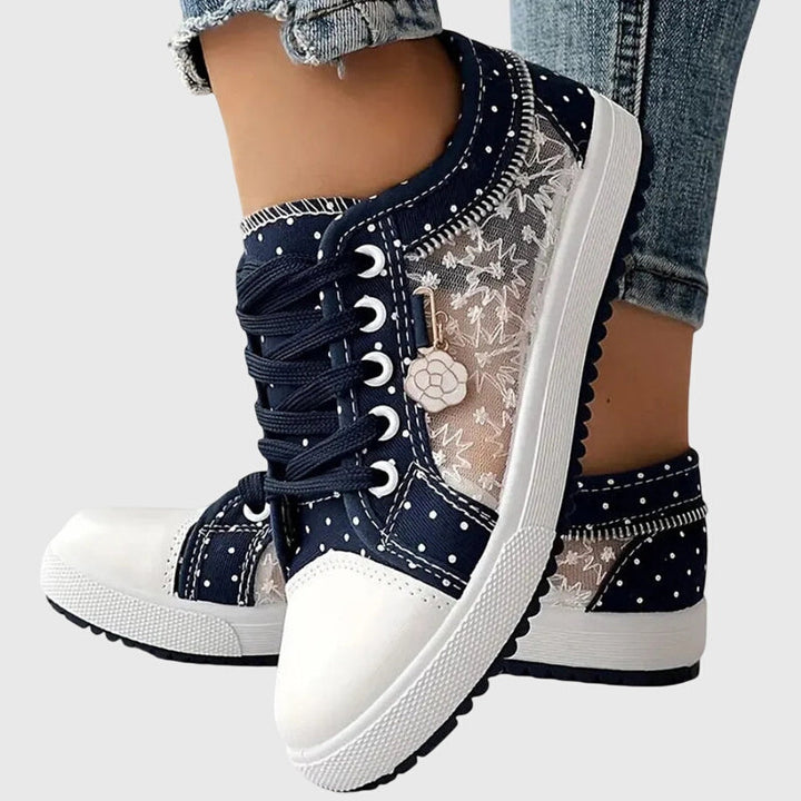 Kathy | Sneakers with Lace and Polka Dot Detail