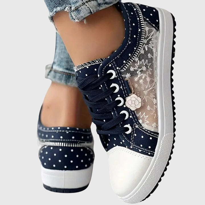 Kathy | Sneakers with Lace and Polka Dot Detail