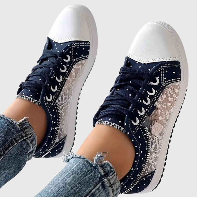 Kathy | Sneakers with Lace and Polka Dot Detail