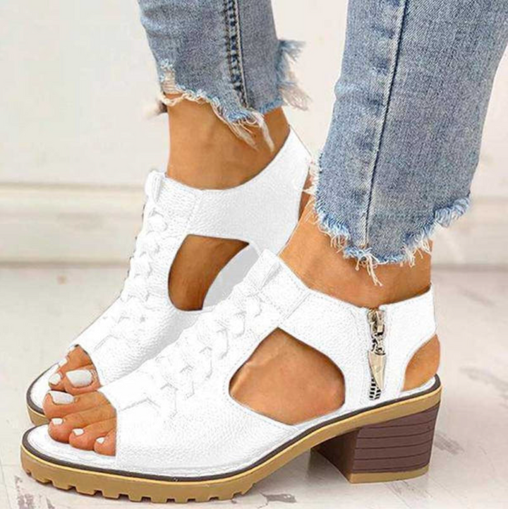 Kristin | Heeled Sandals with Block Heel and Zipper Closure