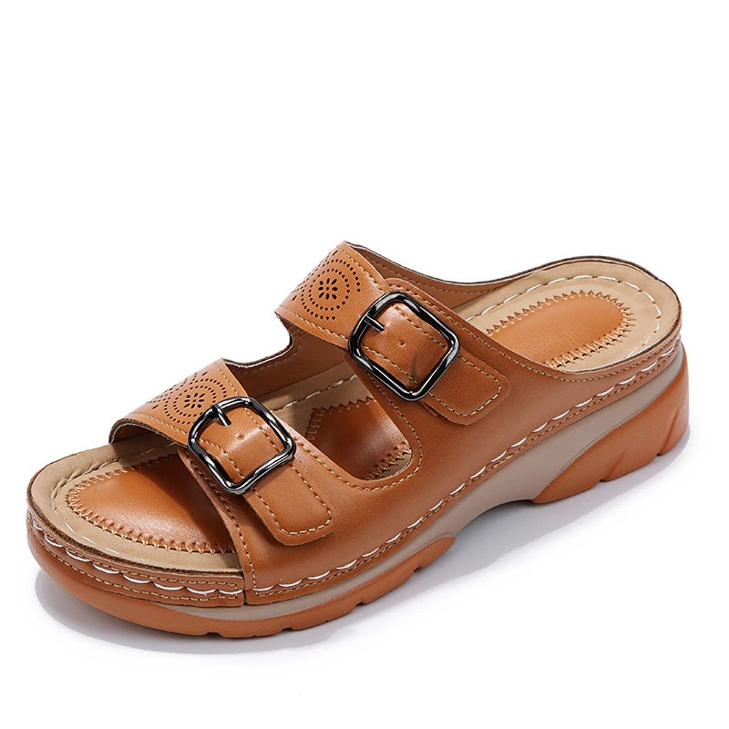 Leonora | Orthopedic Sandals with Double Buckle Straps and Open Toe